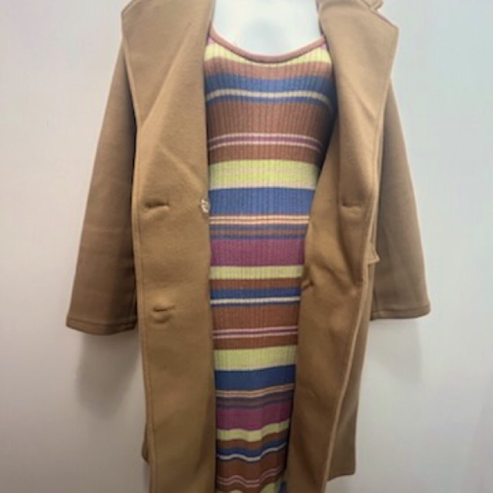 Oversized Notch Lapel Trench Coat  / NATURAL - CAMEL - Picture 3 of 6